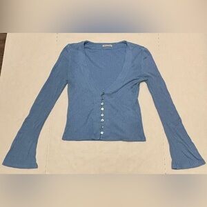 Reformation ribbed knit cardigan with bell sleeves, size M